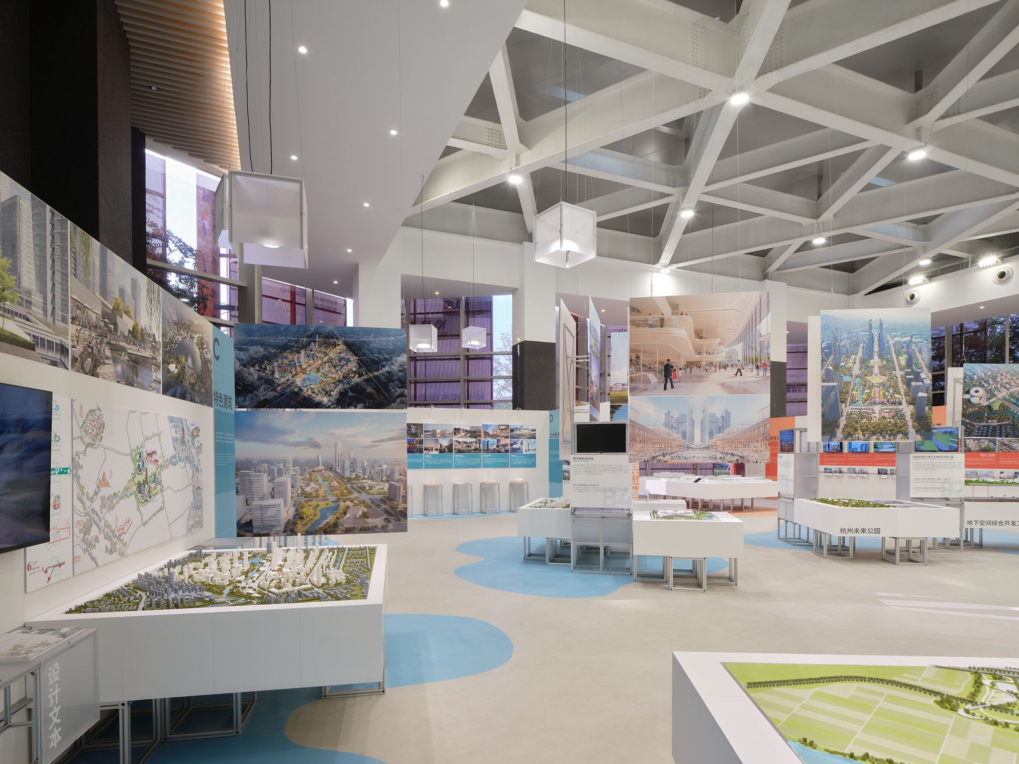 圖12 可回收的輕質(zhì)鋁型材模型展臺如同漂浮的島嶼，Recyclable aluminum display platforms appear as floating islands ?梅可嘉.jpg